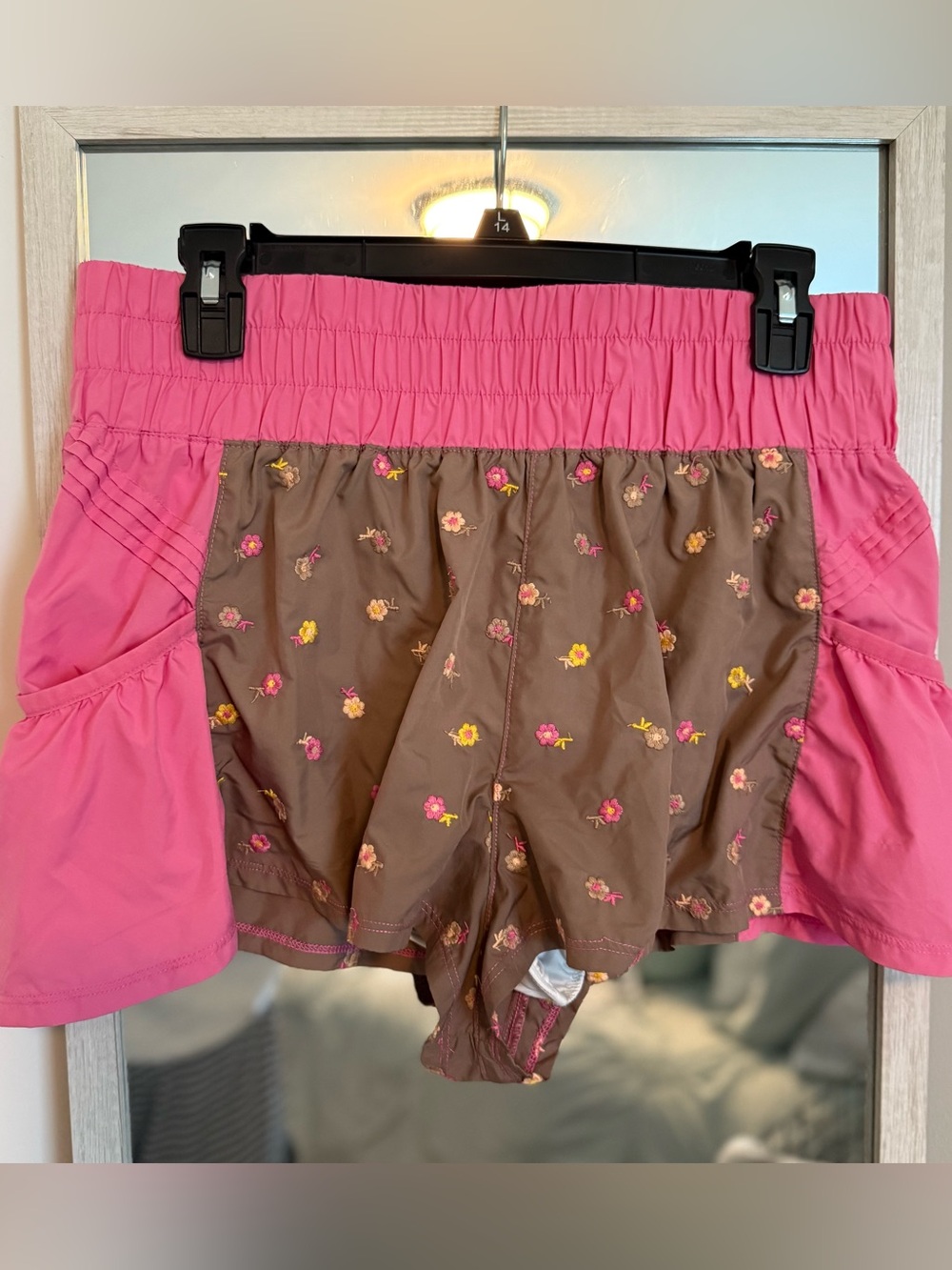 Free People Pink/Brown Floral Athletic Shorts